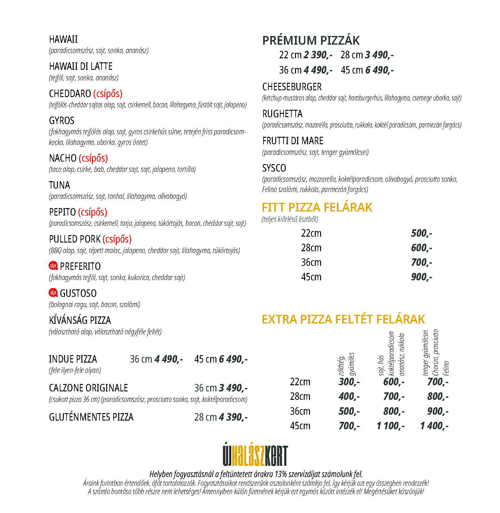 Új Halászkert Gyömrő Allure Garden pizzalap pizzák fitt pizza teljes kiőrlésű pizza